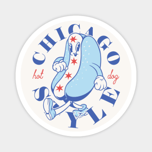 Chicago Style Hot Dog Flag | Glizzy Traditional Specific Signature Food Famous No Ketchup Chicago Flag Dog | Chicago Illinois State South Side South Suburbs Depression Sandwich Anthropomorphic Mascot Magnet